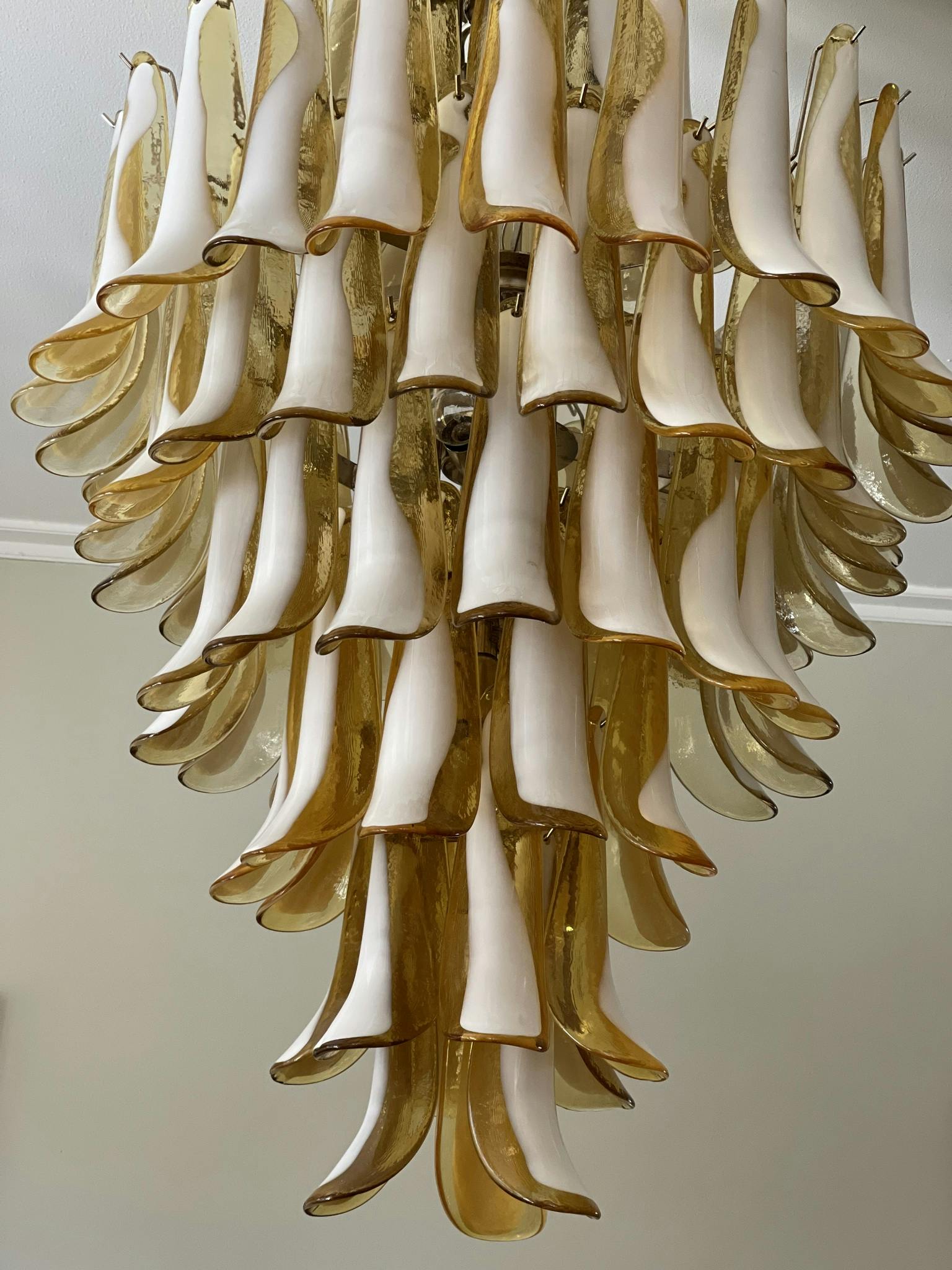 Amber Colored Murano Chandelier - Mazzega Style - GIANT