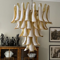 Amber Colored Murano Chandelier - Mazzega Style - XL