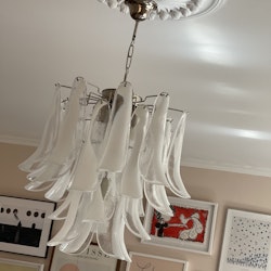 White Murano Chandelier - Mazzega Style - Small Size.