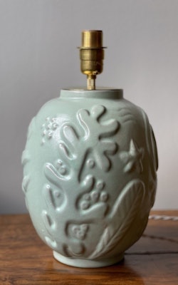 Anna-Lisa Thomson Green Ceramic Table Lamp for Upsala-Ekeby. 1940s.