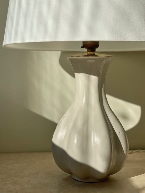 Upsala-Ekeby Creme Colored Ceramic Table Lamp. 1950s.