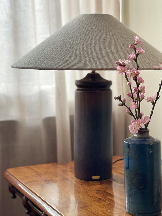 Stålhane Brown Stoneware Table Lamp for Rörstrand. 1960s.