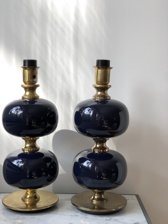 Stilarmatur Large Table Lamp Blue Glass. 1960s.