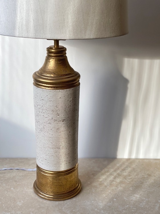 Bitossi for Bergboms Large Creme and Gold Ceramic Table Lamp