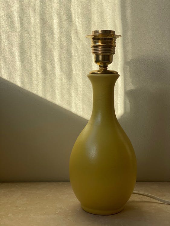 Yellow Sculptural Ceramic Lamp by Bo Fajans. 1940s.