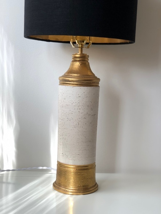 Bitossi for Bergboms Large Creme and Gold Ceramic Table Lamp