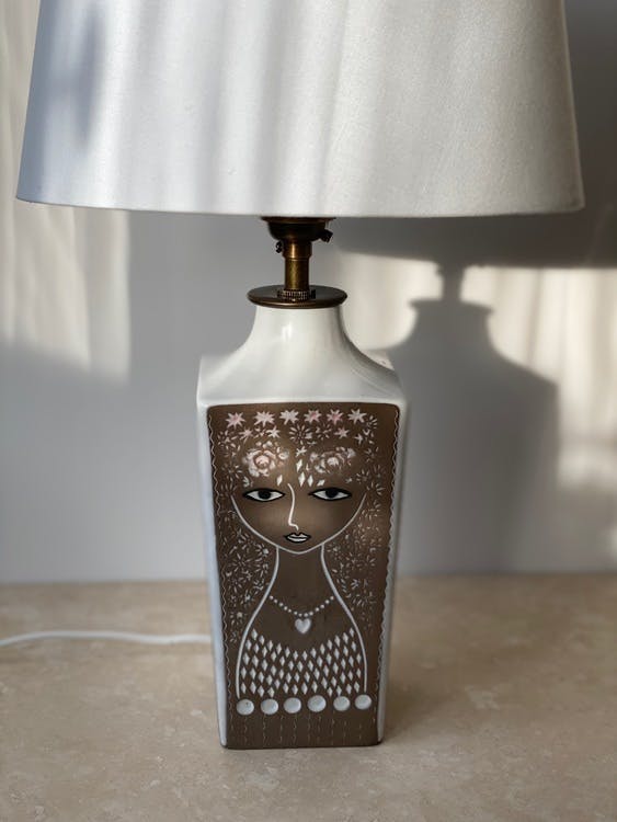 Upsala-Ekeby Ceramic Table Lamp "Beata" by Mari Simmulson. 1960s.