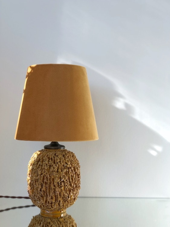 Gunnar Nylund Stoneware "Chamotte" Table Lamp Mustard for Rörstrand