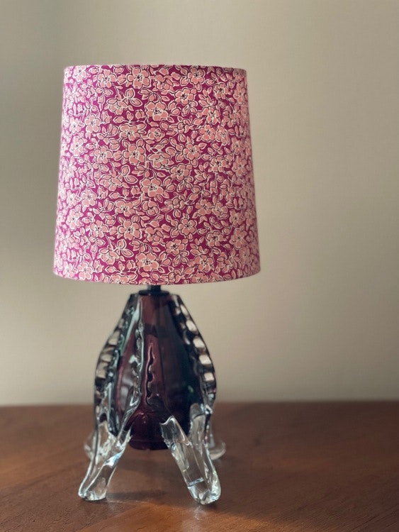 Mid-Century Burgundy Colored Glass Table Lamp
