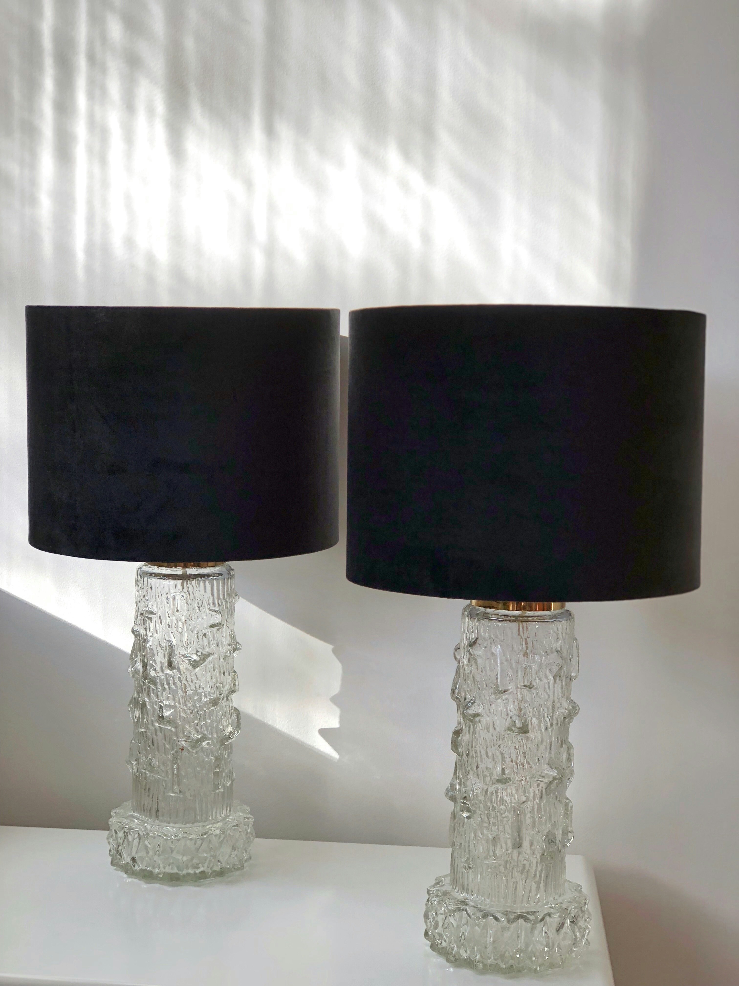 Stilarmatur pair of Table Lamps Clear Glass. 1960s.
