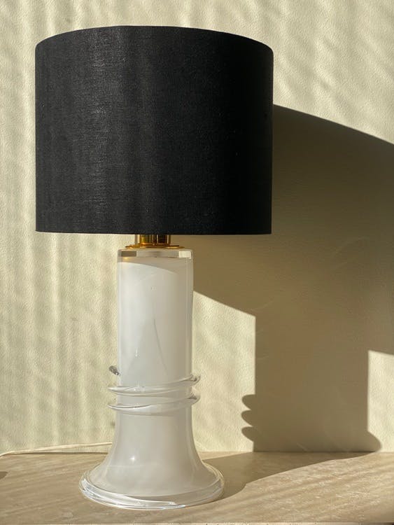 Atelje Lyktan Large White Glass Table Lamp. 1980s.