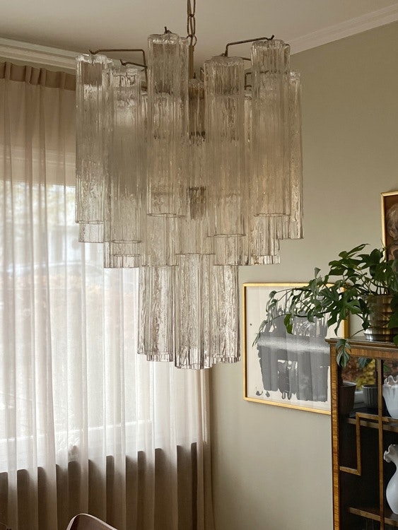 Murano Glass Chandelier Tubular Prisms. Small.