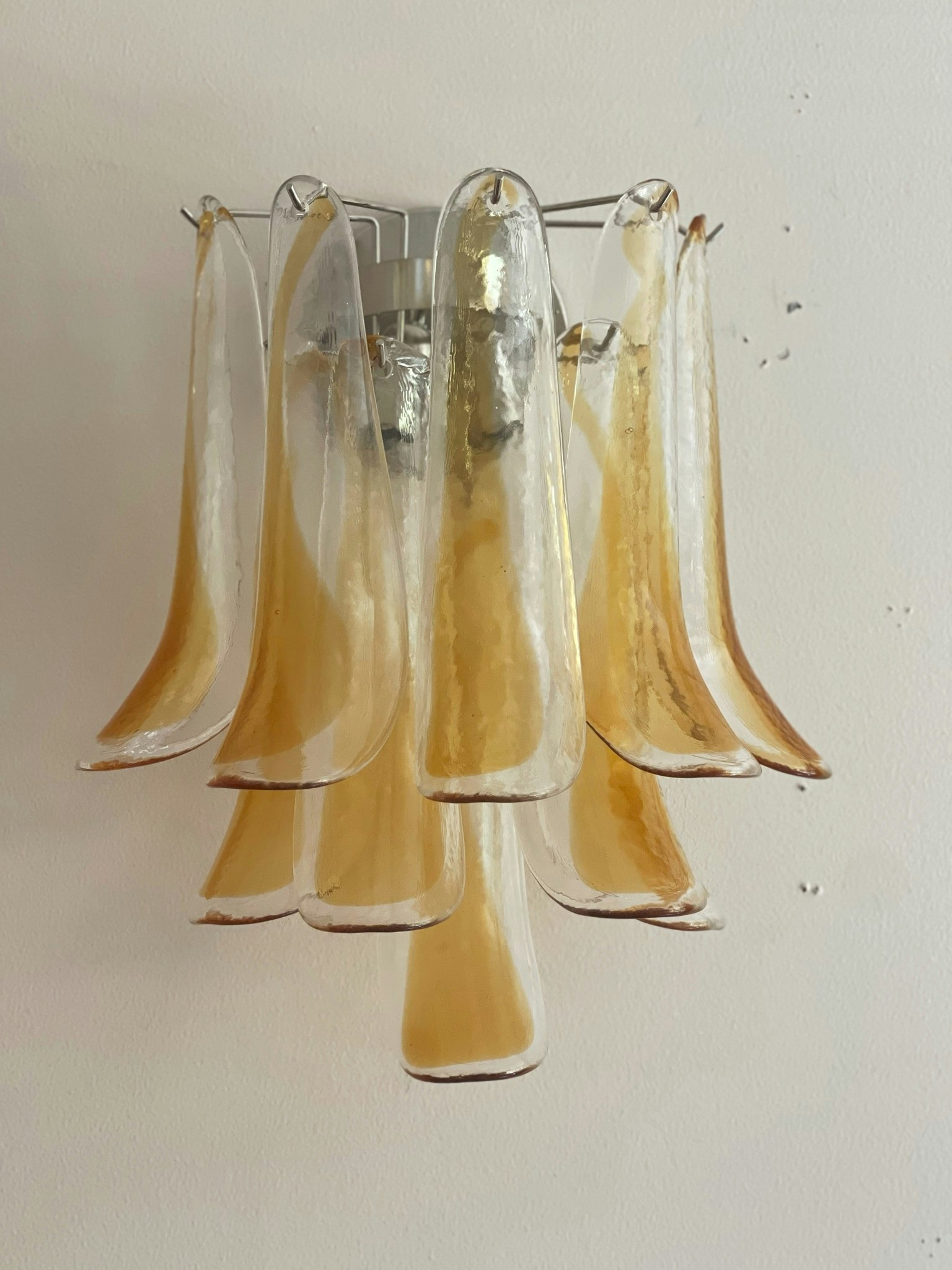 Pair of Murano Wall Lamps Mazzega in amber