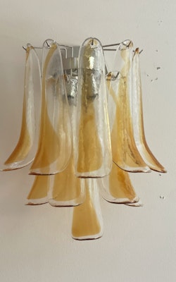 Pair of Murano Wall Lamps Mazzega in amber