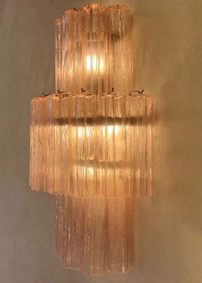 Murano Wall Lamp 'TUBULAR' in pink