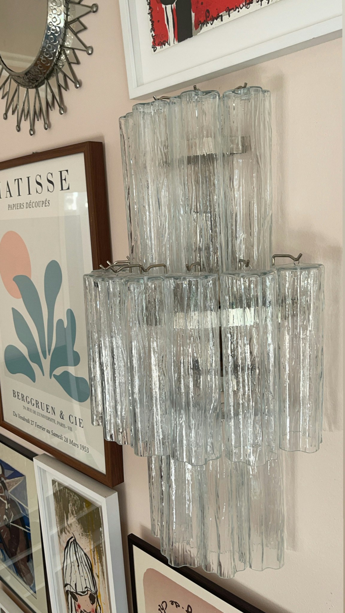 Murano Wall Sconce 'TUBULAR' clear glass