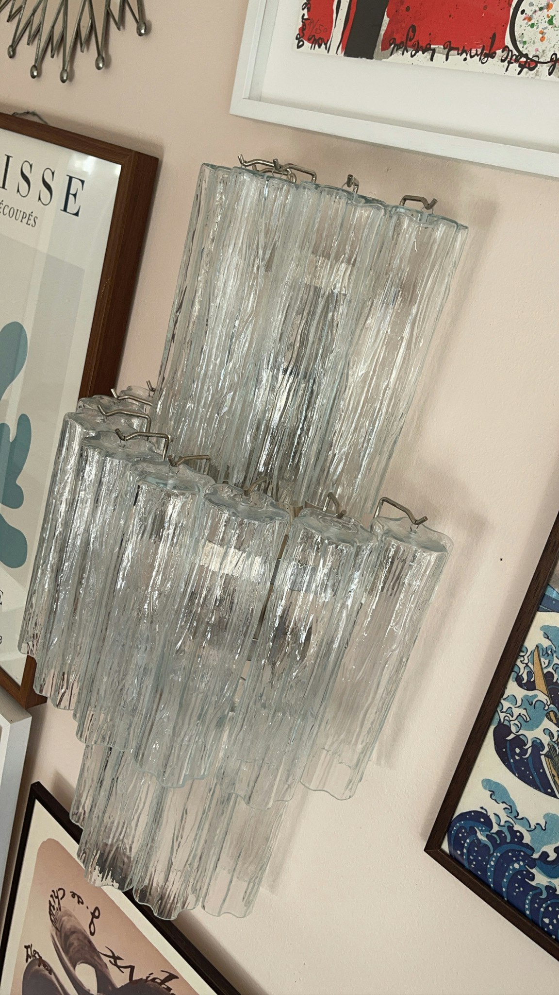 Murano Wall Sconce 'TUBULAR' clear glass