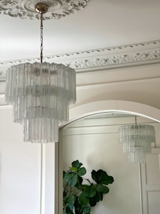 Murano Chandelier TUBULAR • Large • CLEAR GLASS