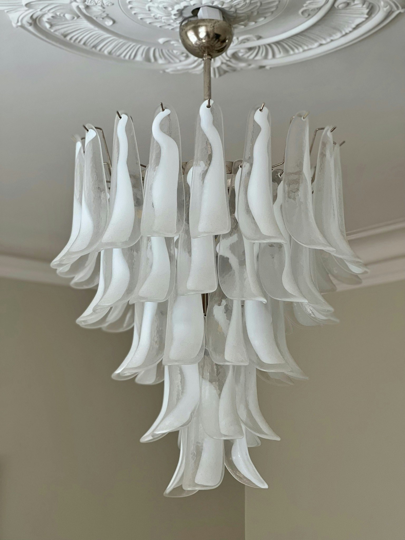 Murano Chandelier • mazzega style • XL • white.