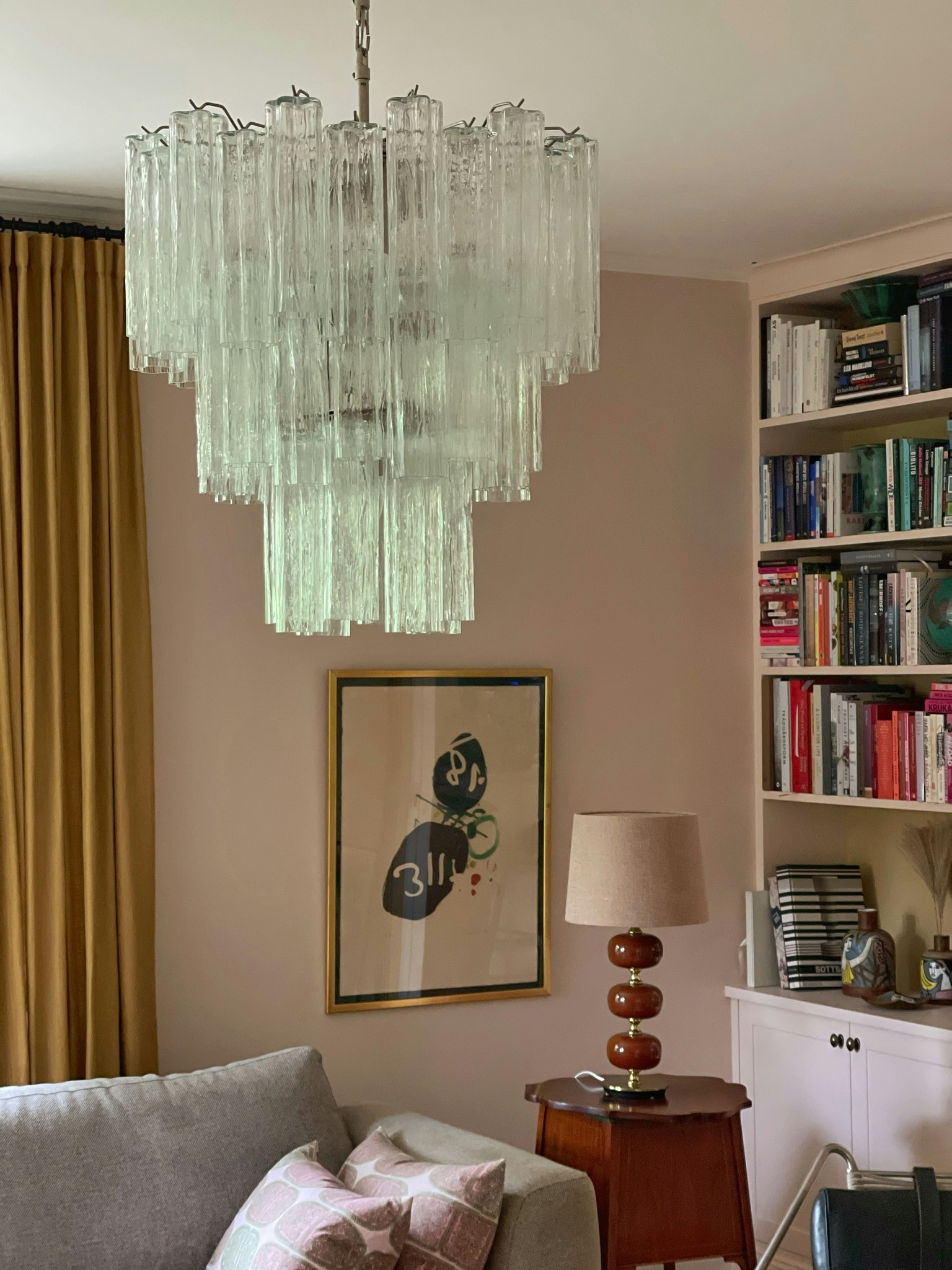 Murano Chandelier • TUBULAR in DIAMOND form • clear glass.