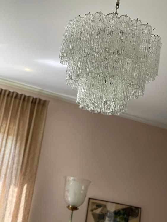 Murano Chandelier •CYLINDER • clear glass.