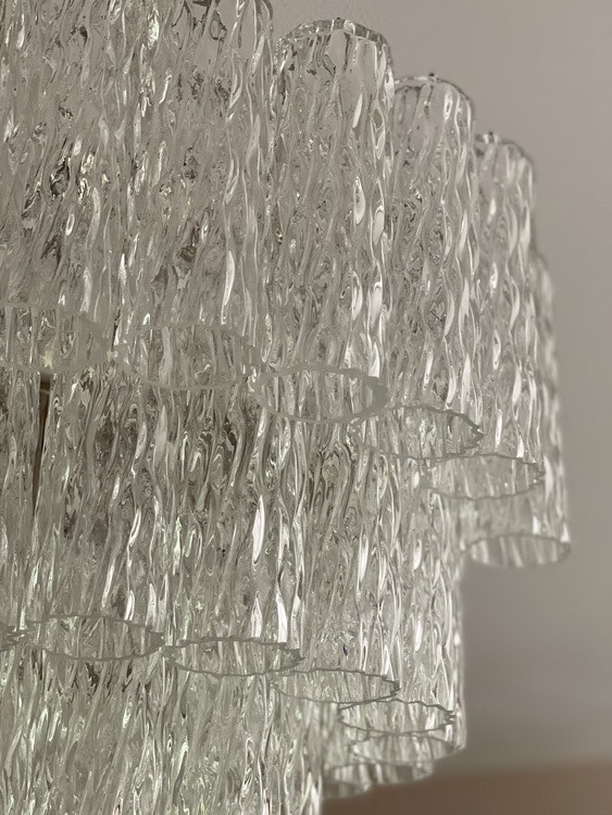 Murano Chandelier •CYLINDER • clear glass.