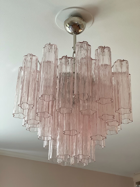 Murano Chandelier • TUBULAR • medium • pink.