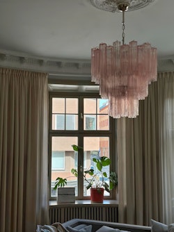 Murano Chandelier • DIAMOND • pink glass