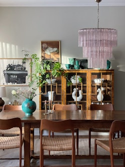 Pink Murano Chandelier TUBULAR in large size.