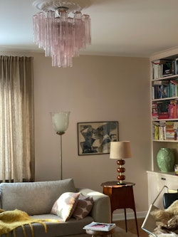Pink Murano Chandelier TUBULAR. Medium size. Short height (58 cm).