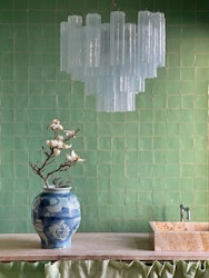 Eclectic Murano Glass Chandelier in mint blue. Medium size 50x60 cm.