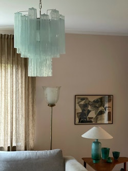 Eclectic Iceblue Murano Glass Chandelier in small size.
