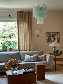 Eclectic Iceblue Murano Glass Chandelier in small size.