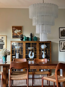 Huge Murano Chandelier with White Glass Tubes.
