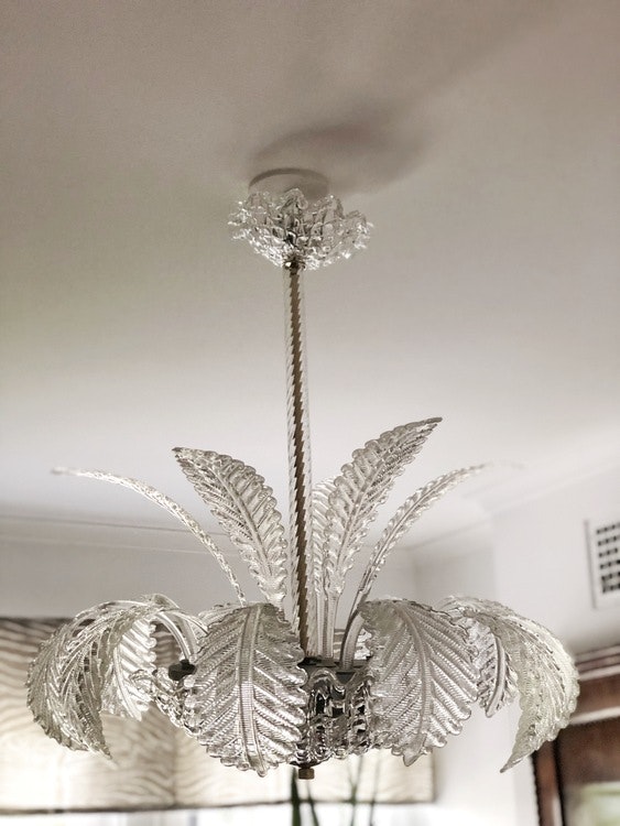 Orrefors Crystal Chandelier with Feathers