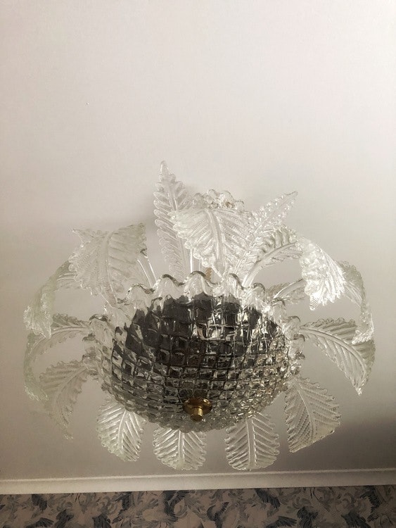 Orrefors Crystal Chandelier with Feathers