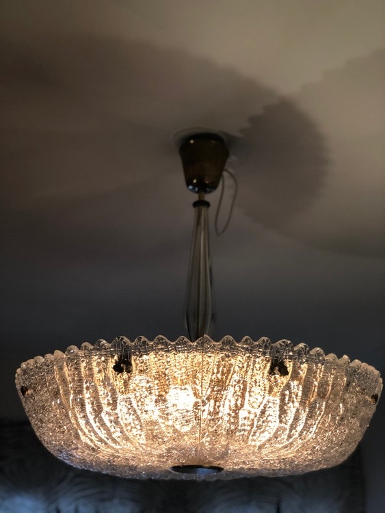 SOON BACK IN STOCK. Orrefors Large Crystal Chandelier "Embassy" by Carl Fagerlund