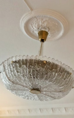 SOON BACK IN STOCK. Orrefors Large Crystal Chandelier "Embassy" by Carl Fagerlund