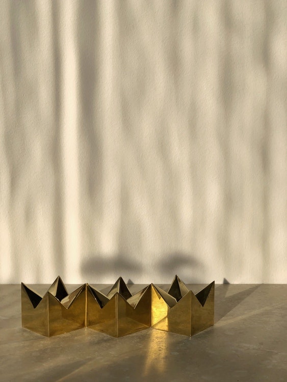 Pierre Forssell trio Brass Candleholders "Kronan" by Skultuna