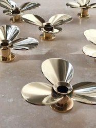Skultuna set of three brass candle holders 'Propellern' design by Pierre Forssell