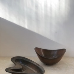 Gunnar Nylund Brown Stoneware set 'ARO' and 'AXA' Ceramic Bowl for Rörstrand