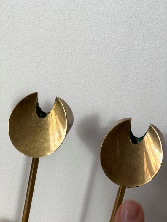 Trio Skultuna Brass Candleholders 'Iniara' design by Pierre Forssell