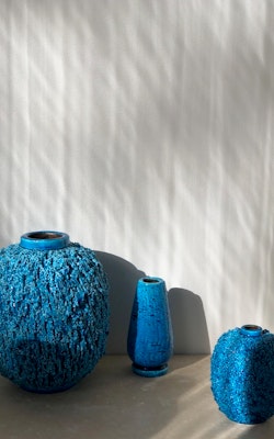 Gunnar Nylund set of Blue Chamotte Stoneware