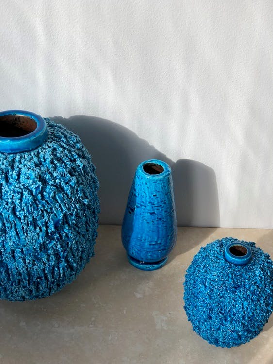 Gunnar Nylund set of Blue Chamotte Stoneware