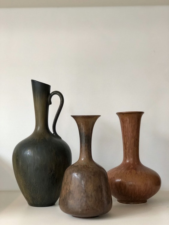 Gunnar Nylund set of Brown Stoneware Vessels for Rörstrand