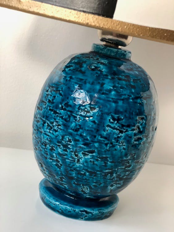 Gunnar Nylund Blue "Chamotte" Stoneware Table Lamp