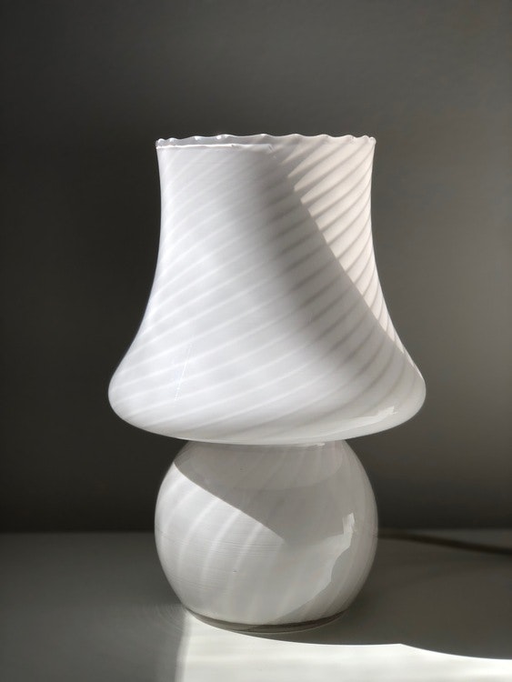 White Murano Mushroom Table Lamp. 1970s.