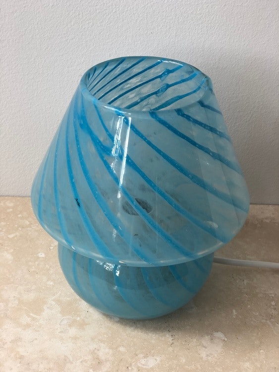 Blue Mushroom Table Lamp in the style of Murano. 1970s.