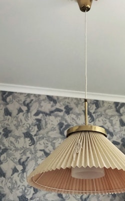 Bergboms Ceiling Lamp Pleated Shade and Brass. 1960s.
