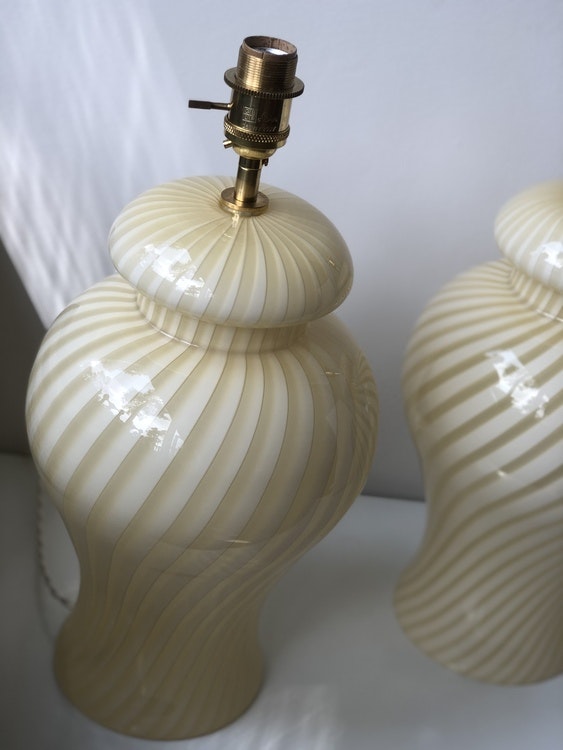 Murano Glass Yellow Swirl Table Lamp